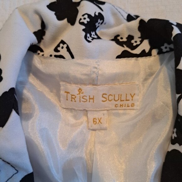 Trish Scully girls size 6X black and white floral belted coat, EUC - Picture 5 of 8